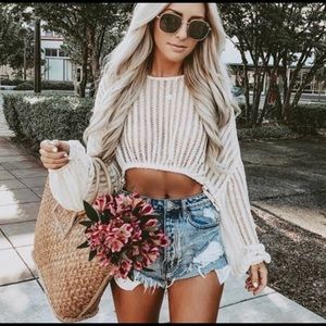 Super cute sheer crop top sweater!